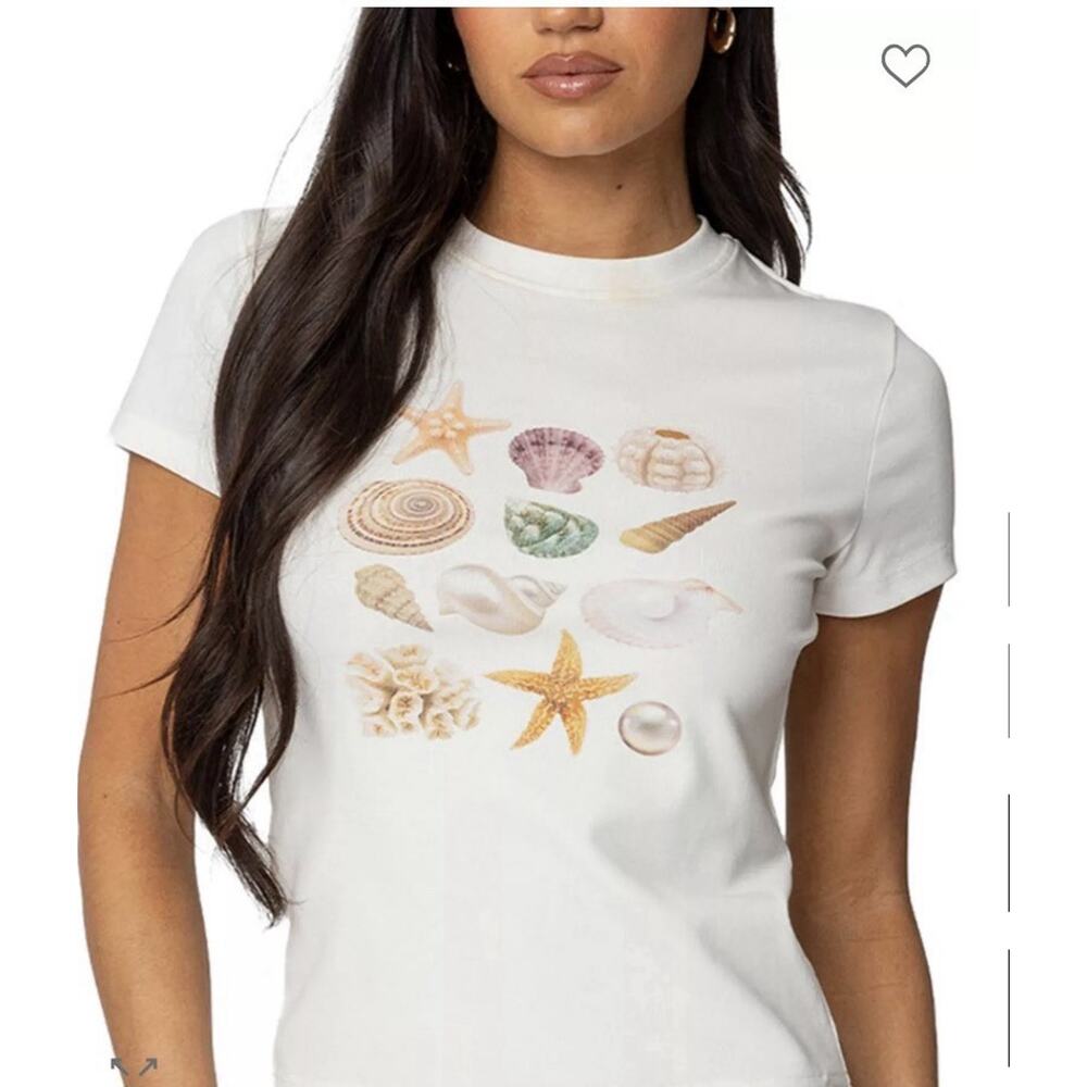 Edikted Seashells Graphic Tee T Shirt Size Small